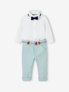 -Ceremoni‘le set van babybroek met riem, overhemd en strikje