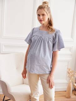 Zwangerschapskleding-Overhemd, tuniek-Zwangerschapsblouse met ruitjes