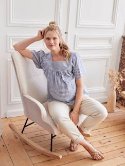 Zwangerschapskleding-Borstvoeding-Zwangerschapsblouse met ruitjes