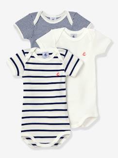 Baby-Body-Set van 3 rompertjes met korte mouwen van biologisch katoen PETIT BATEAU