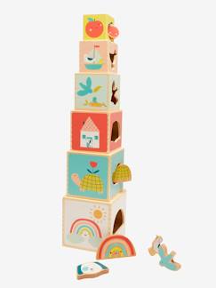 Speelgoed-Toren van kubussen met ingebouwde vormen Tanzania gemaakt van FSC® hout