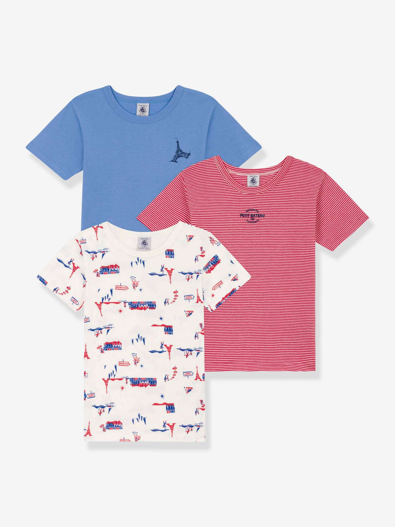 Set van 3 T-shirts met korte mouwen PETIT BATEAU wit