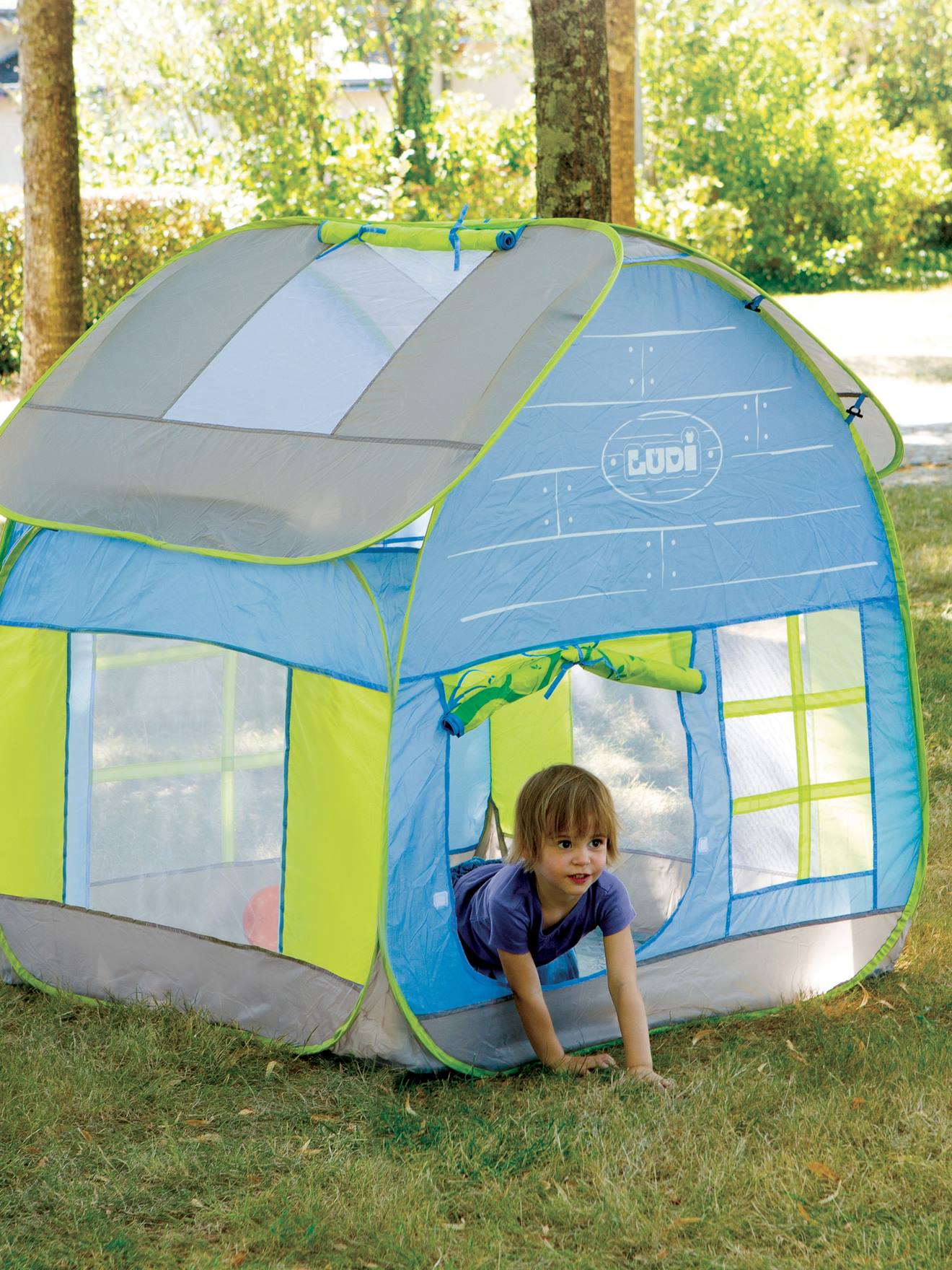 Anti-UV tent Huisje cottage LUDI blauw afbeelding