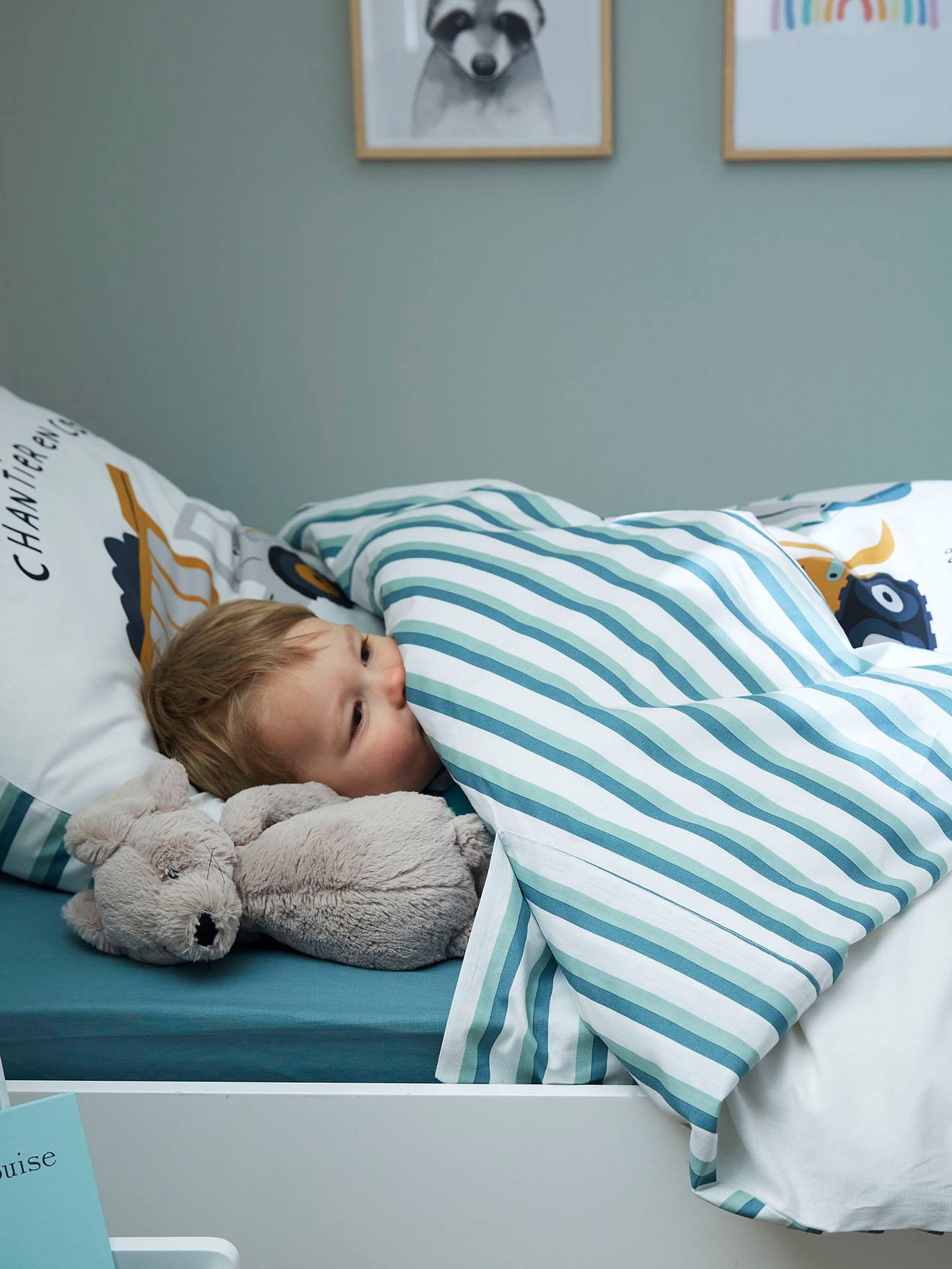 Dekbedovertrek kinderen Magicouette ENGINS wit, bedrukt afbeelding