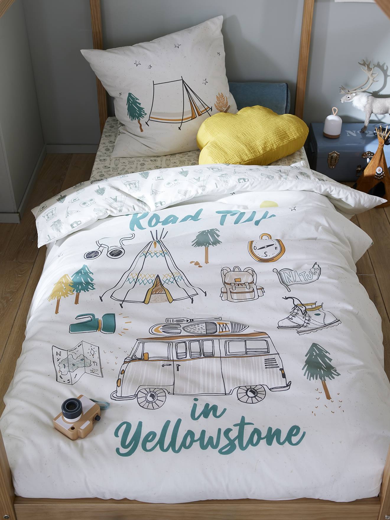 Dekbedovertrek + kussensloopset voor kinderen YELLOWSTONE beige afbeelding