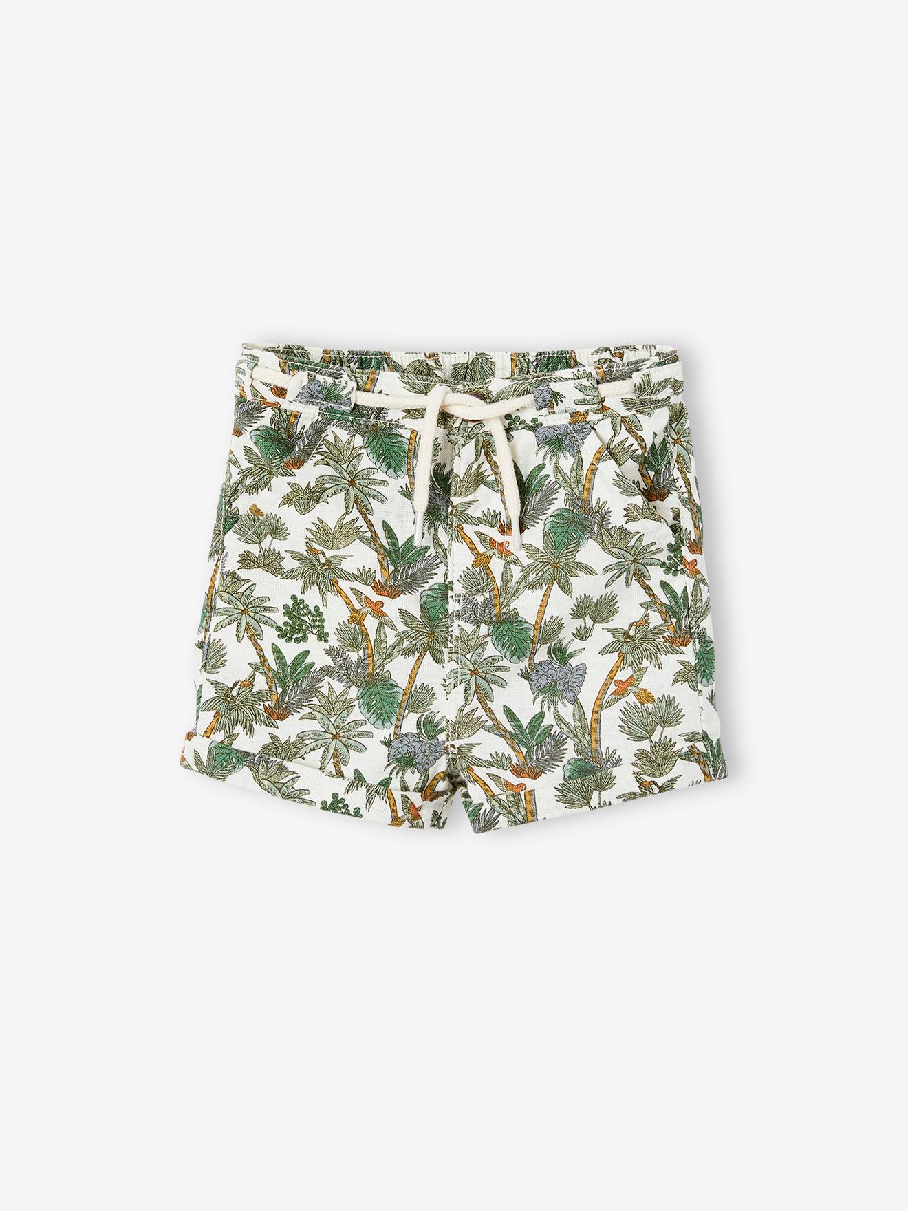 Babyshort jungle van katoen en linnen ecru