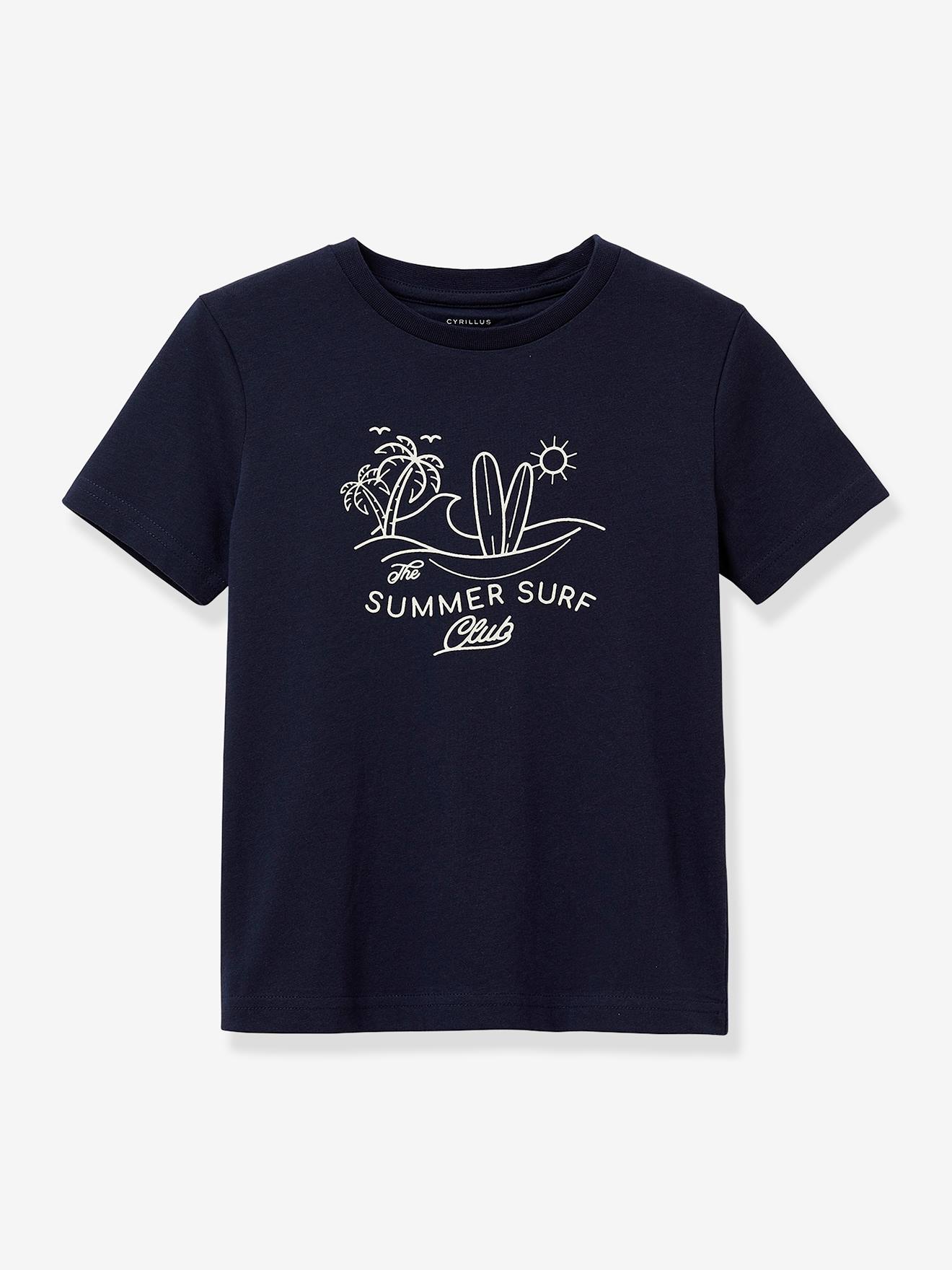T-shirt jongens van biologisch katoen CYRILLUS marineblauw