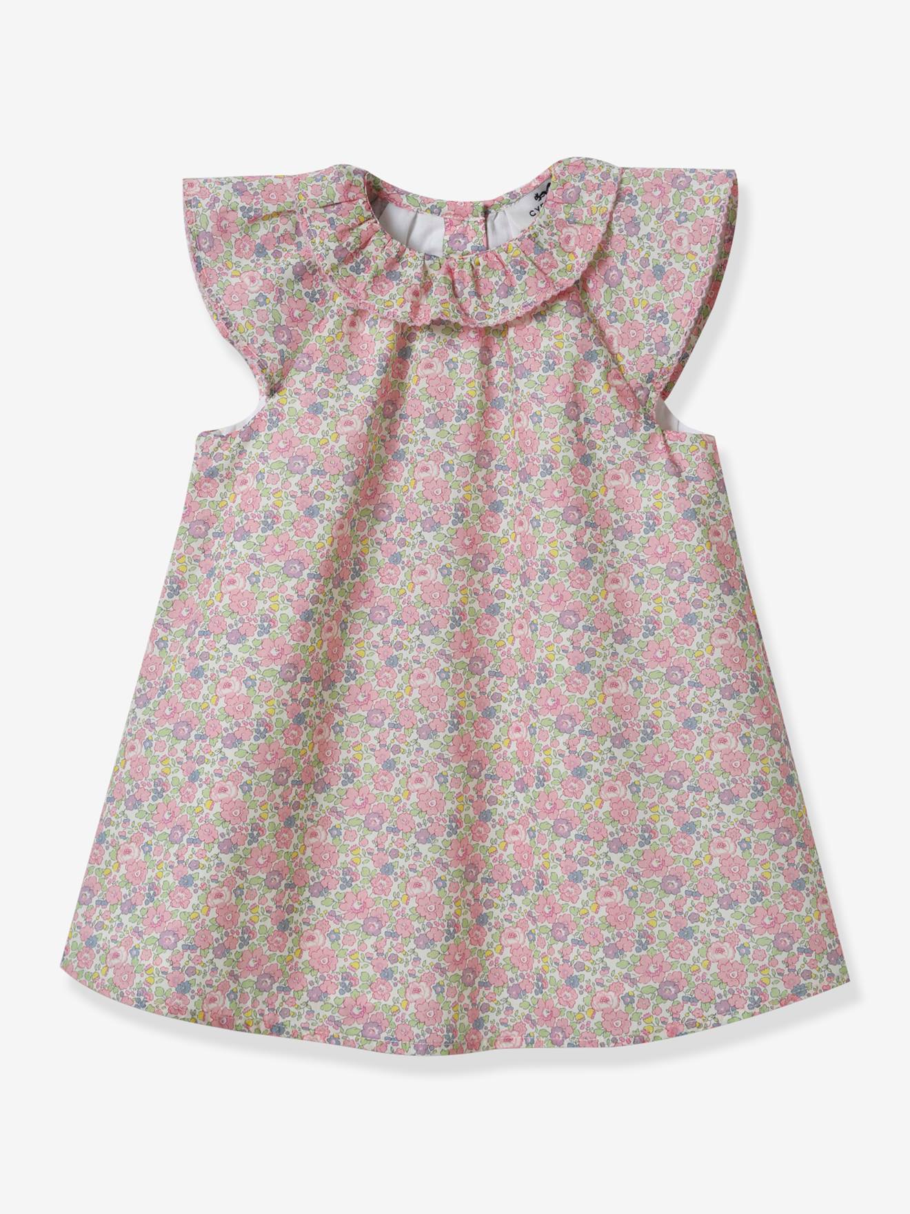 Babyjurk van Liberty®-stof CYRILLUS roze, bedrukt