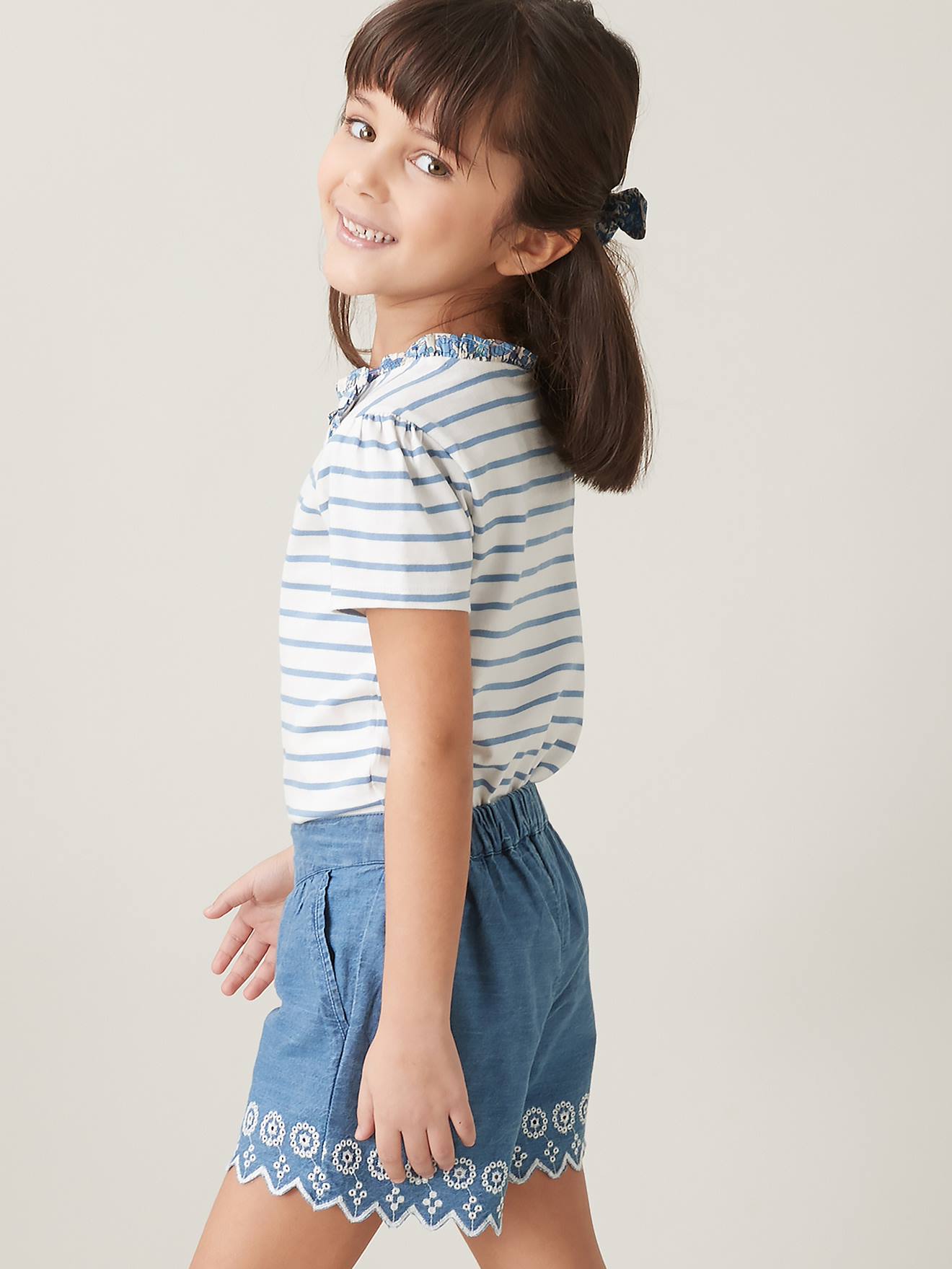 Geborduurde denim shorts voor meisjes CYRILLUS jeansblauw