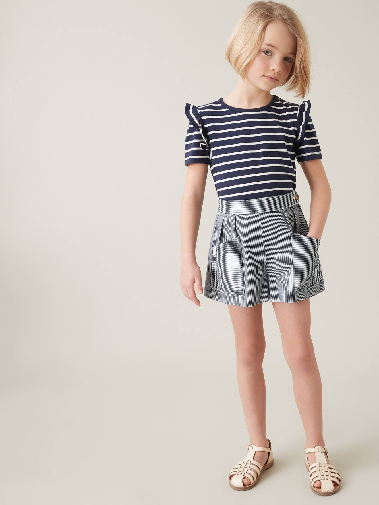 CYRILLUS gestreepte shorts, collectie Hickory-strepen wit, gestreept