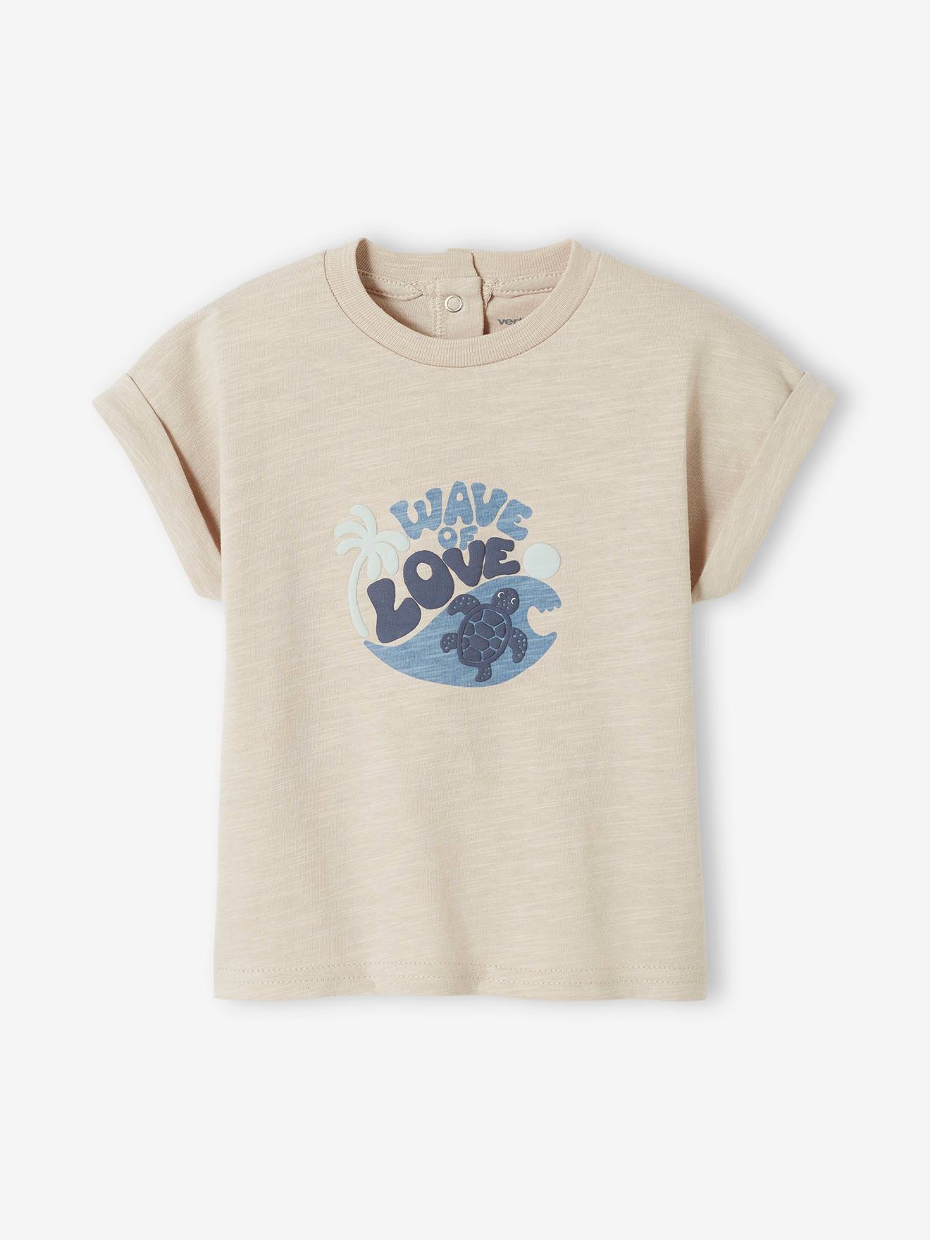 T-shirt schildpad baby korte mouwen beige