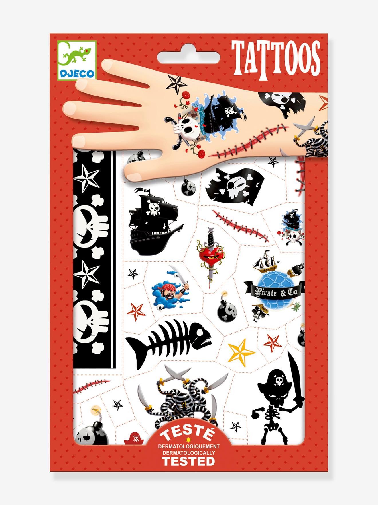 Piraten Tatoeages DJECO rood
