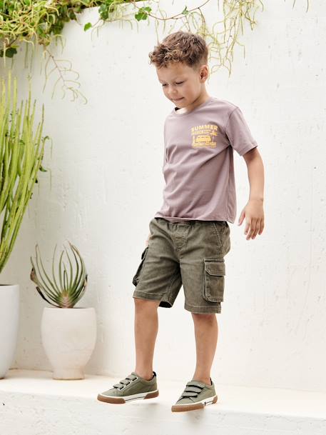 Gemakkelijk aan en uit te trekken battle short voor jongens beige+kaki+marineblauw+mintgroen - vertbaudet enfant 