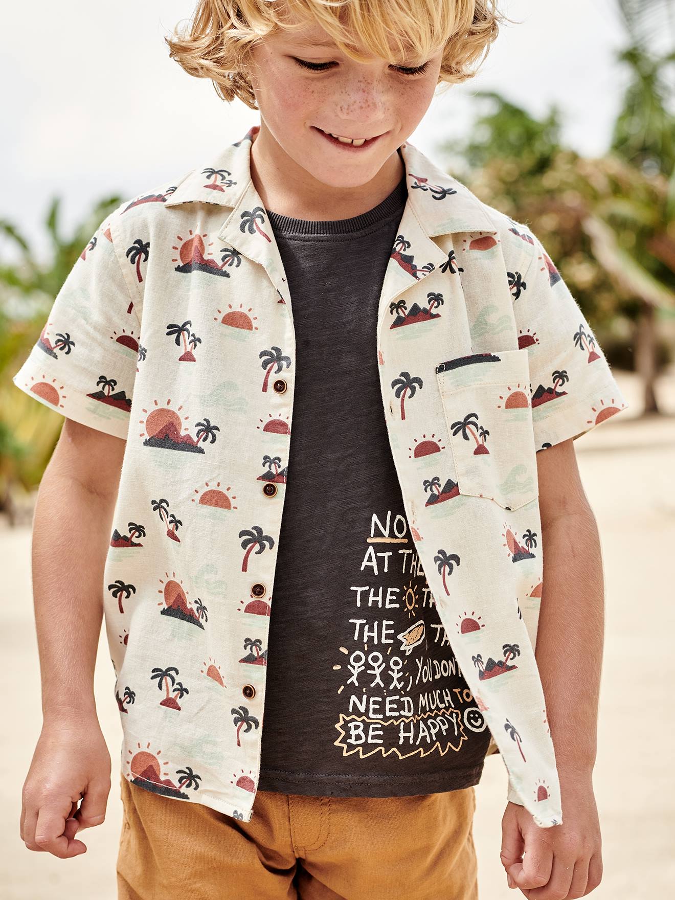 Jongensshirt met surfmotief tekst grijs afbeelding