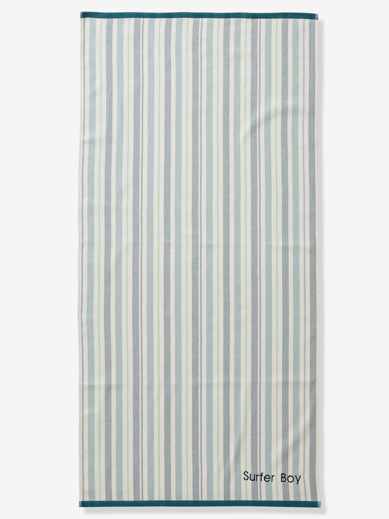 Bad-/strandlaken fouta personaliseerbaar blauw, gestreept