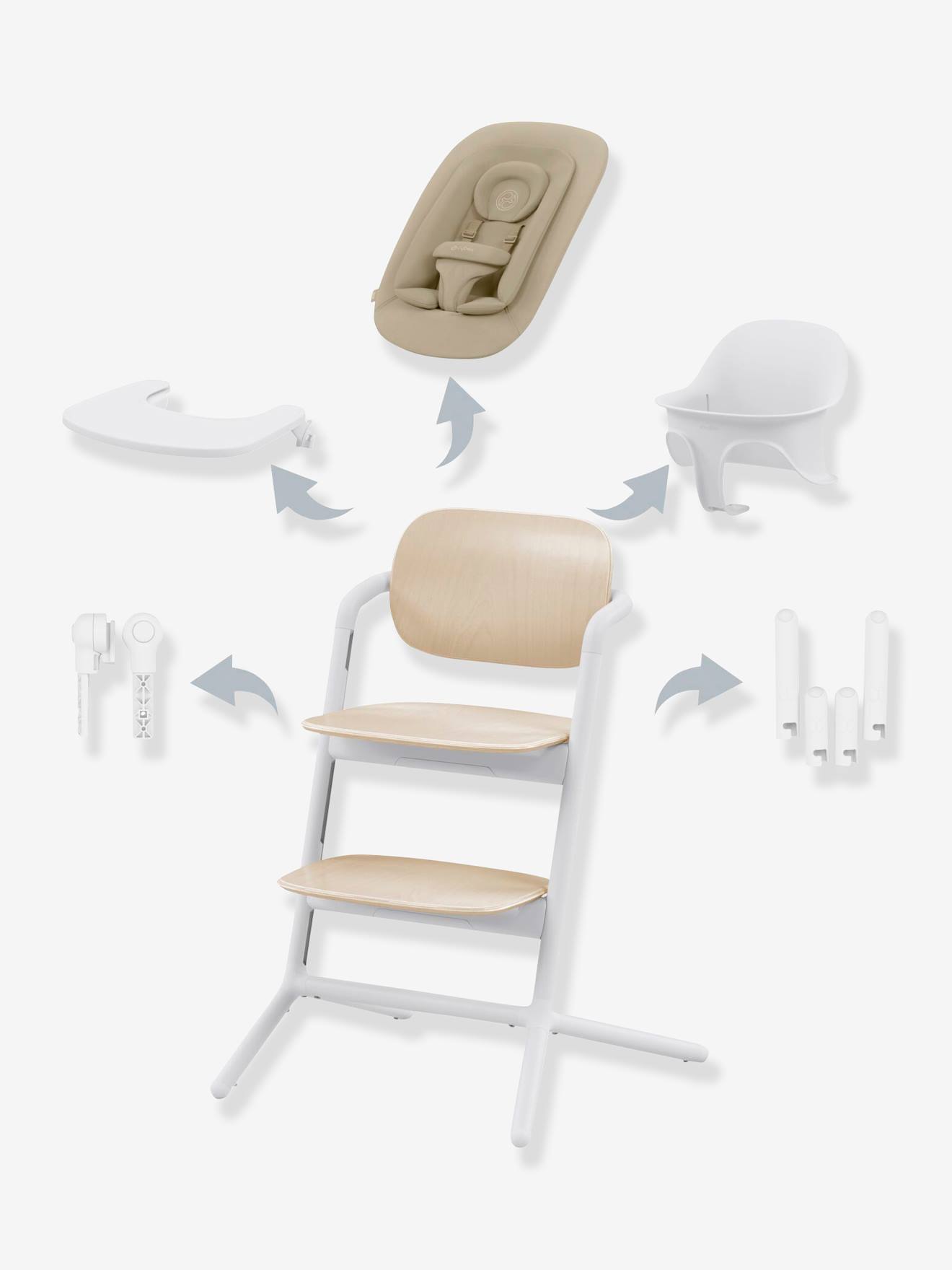 4-in-1 set met kinderstoel en wipstoeltje Cybex Lemo 2 zandkleurig/wit (sand white) afbeelding