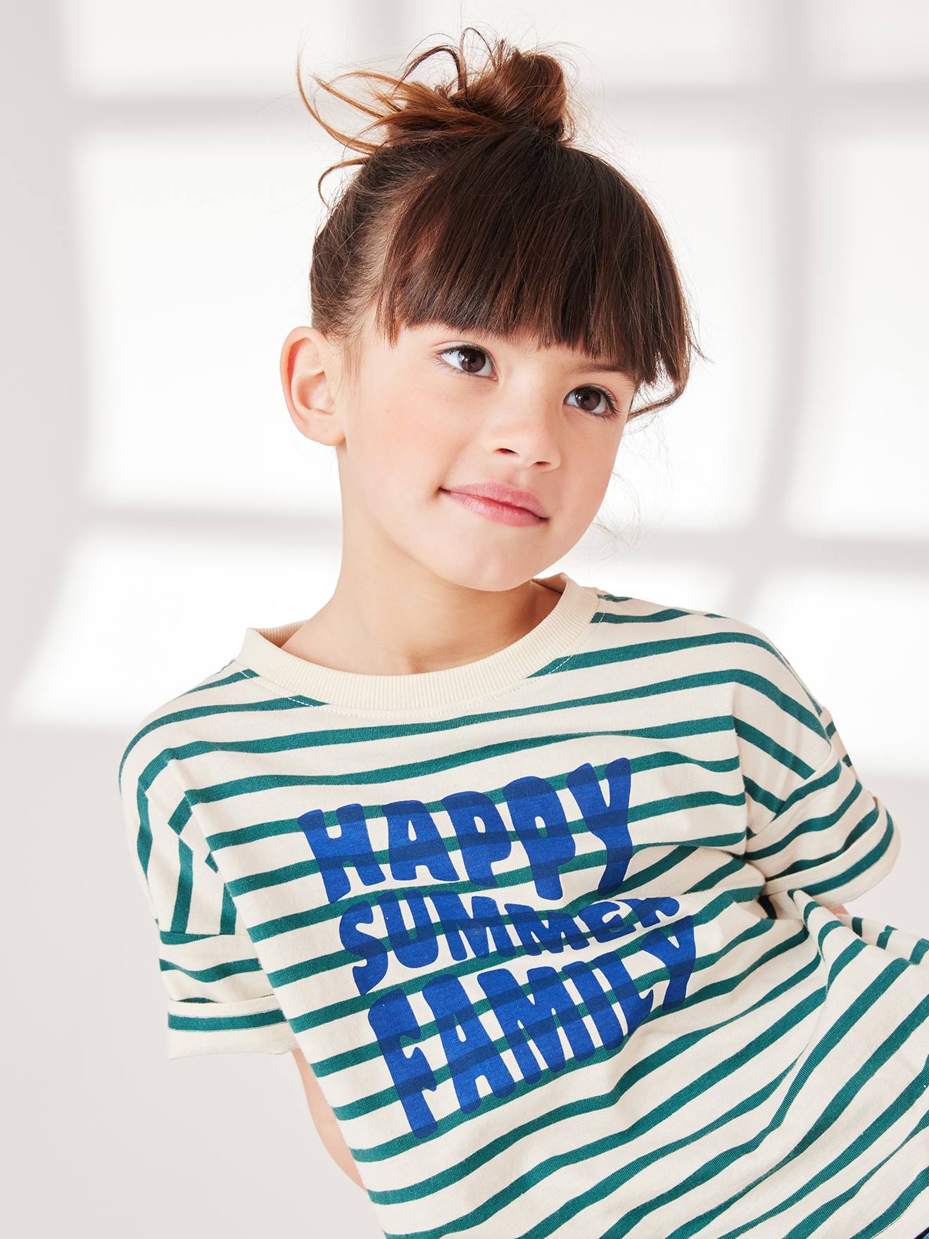 Gemengde kindershirt capsule familie zeeman groen, gestreept