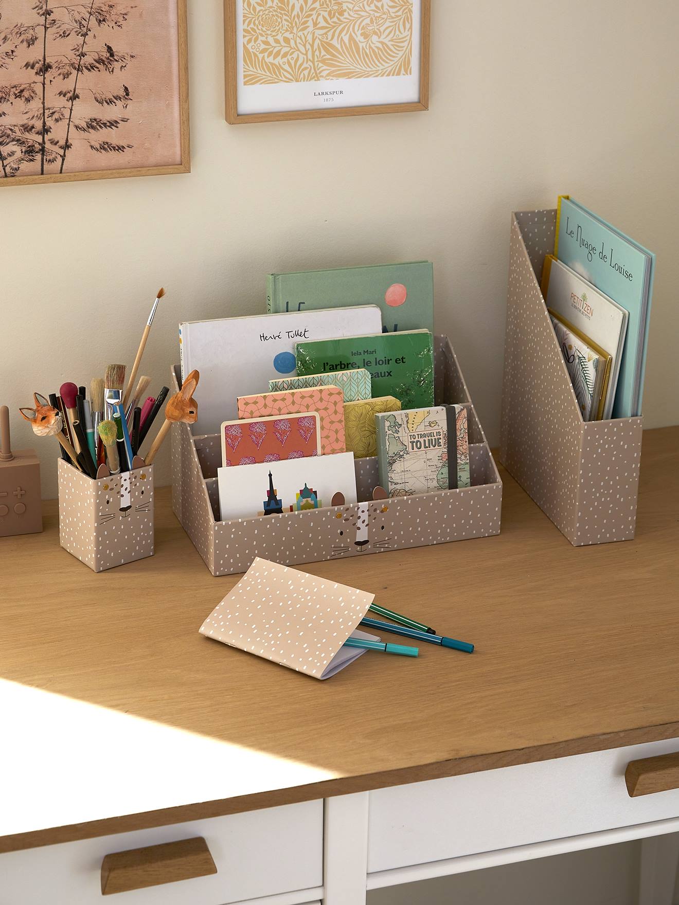 Bureau-opbergset Tijger beige (poederkleur)