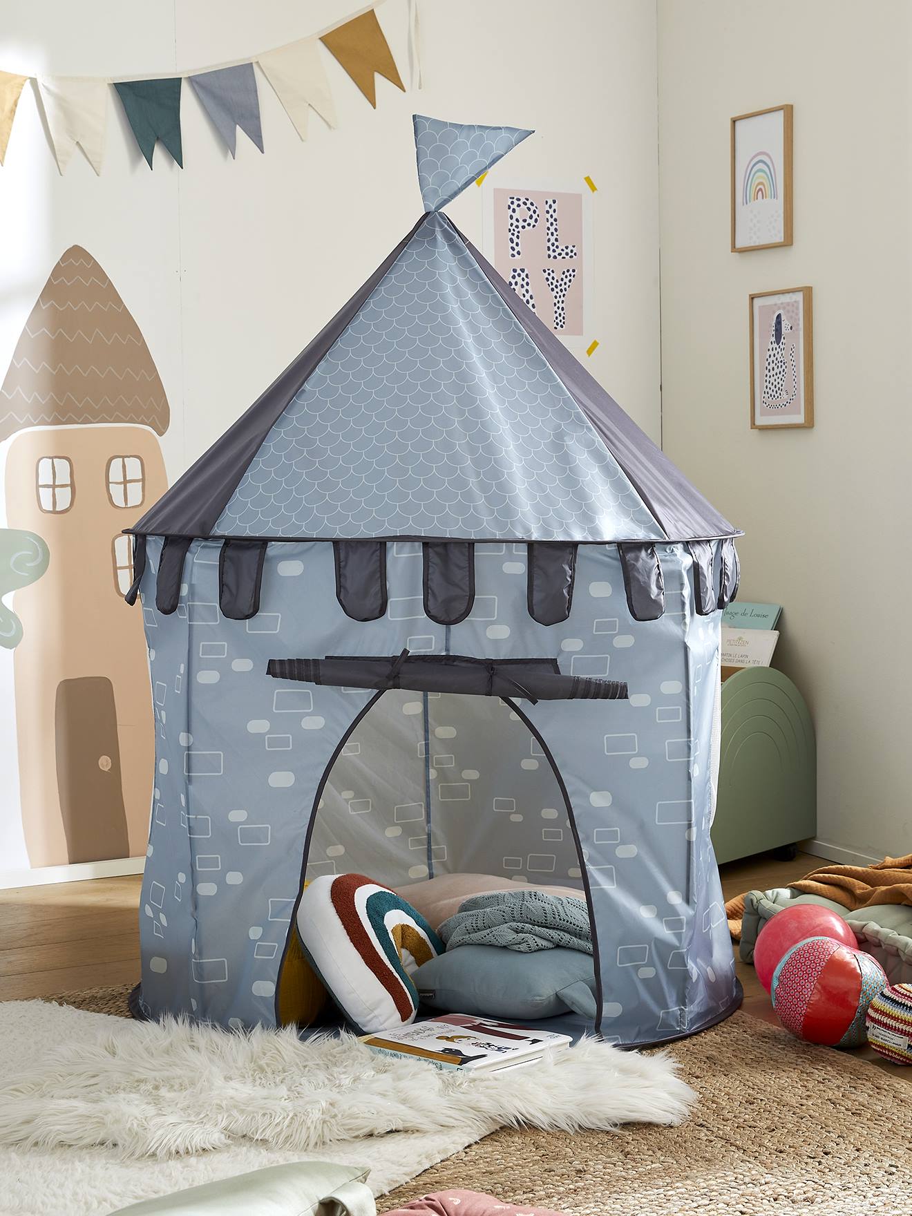 Speeltent Kasteel van stof blauw afbeelding