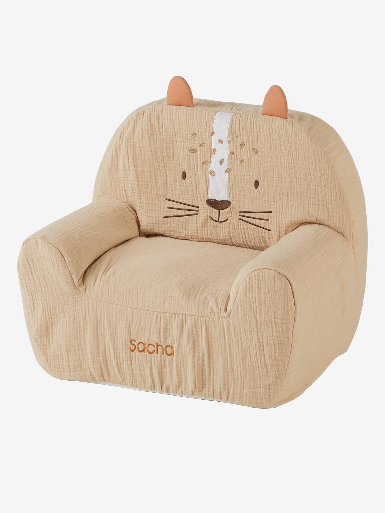 Tijger katoenen gaas schuim fauteuil beige (poederkleur)