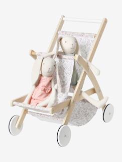 -Dubbele kinderwagen pop van FSC®-hout