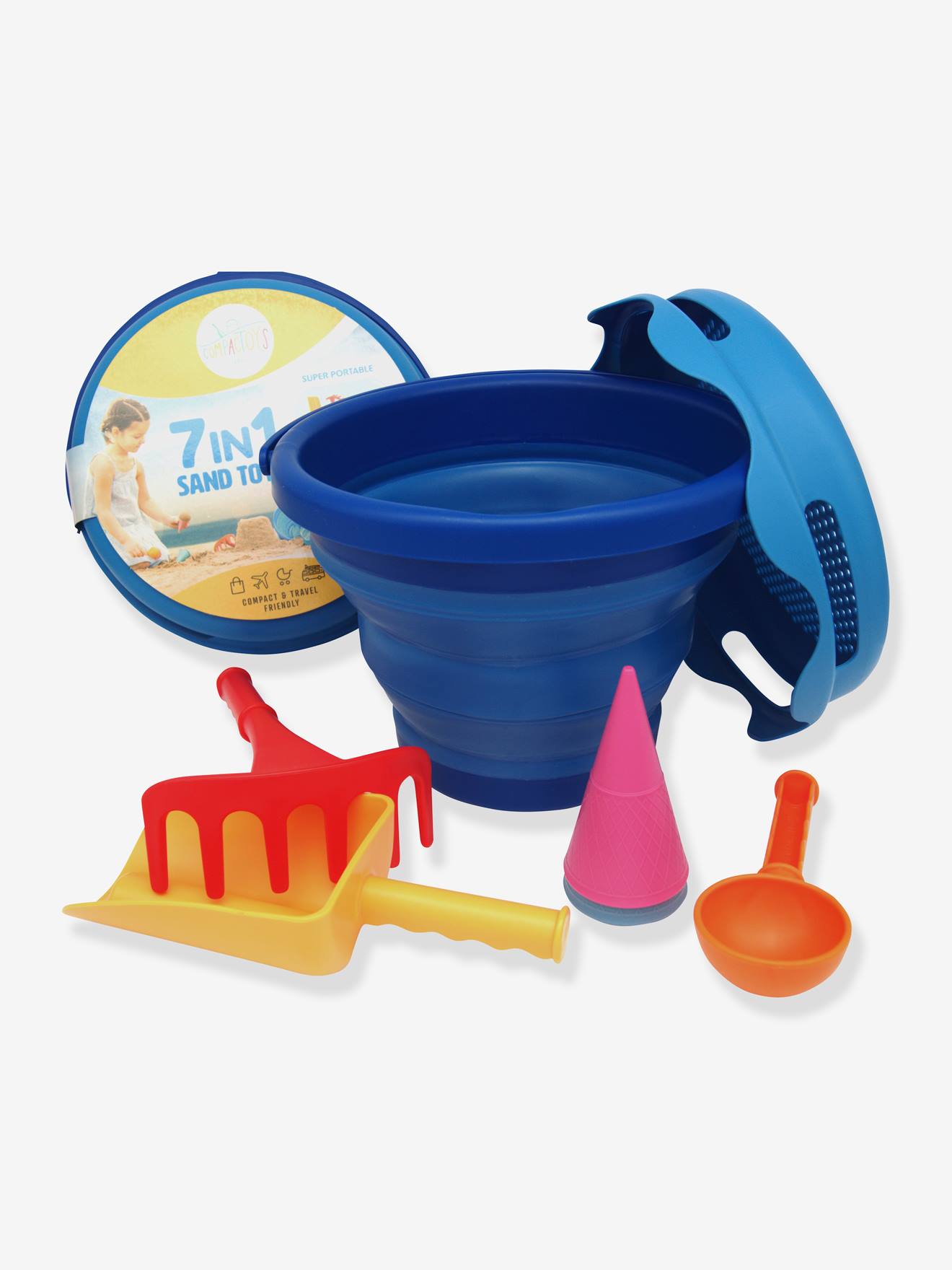 Set van 7 strandspellen COMPACTOYS blauw