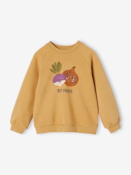 Sweater met naïef motief meisjes beige+currygeel - vertbaudet enfant 