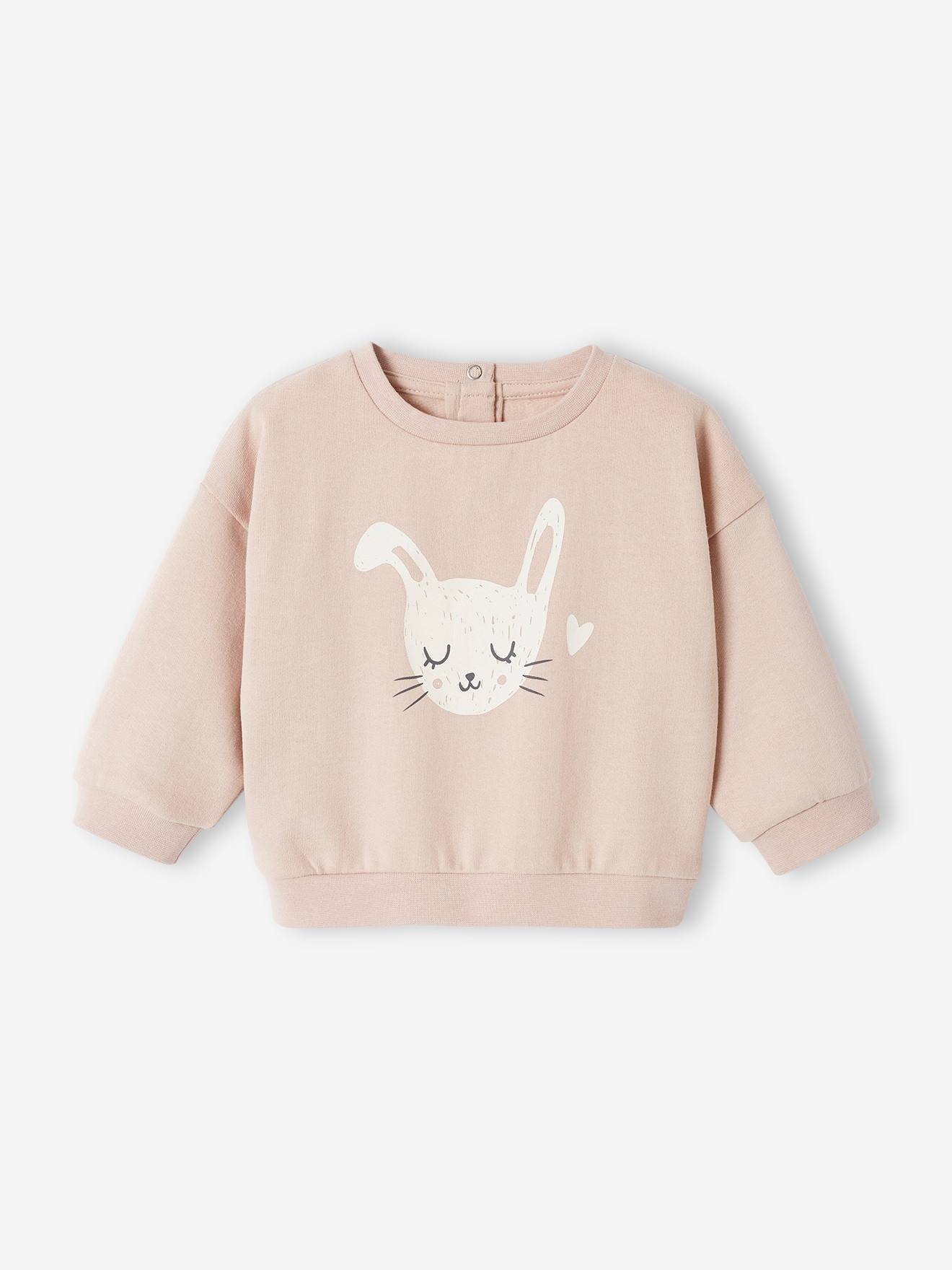 Basic sweater baby's met print lichtroze
