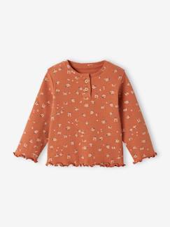 -T-shirt van ribtricot baby lange mouwen