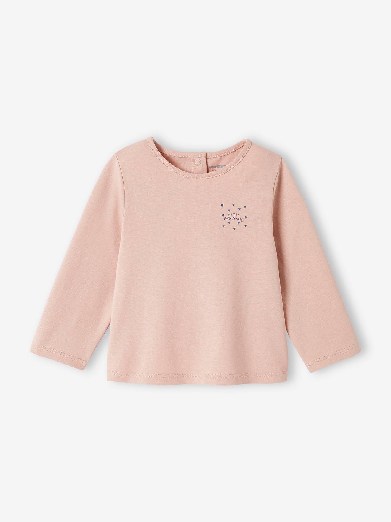 Babyshirt Basics lange mouwen roze (poederkleur)