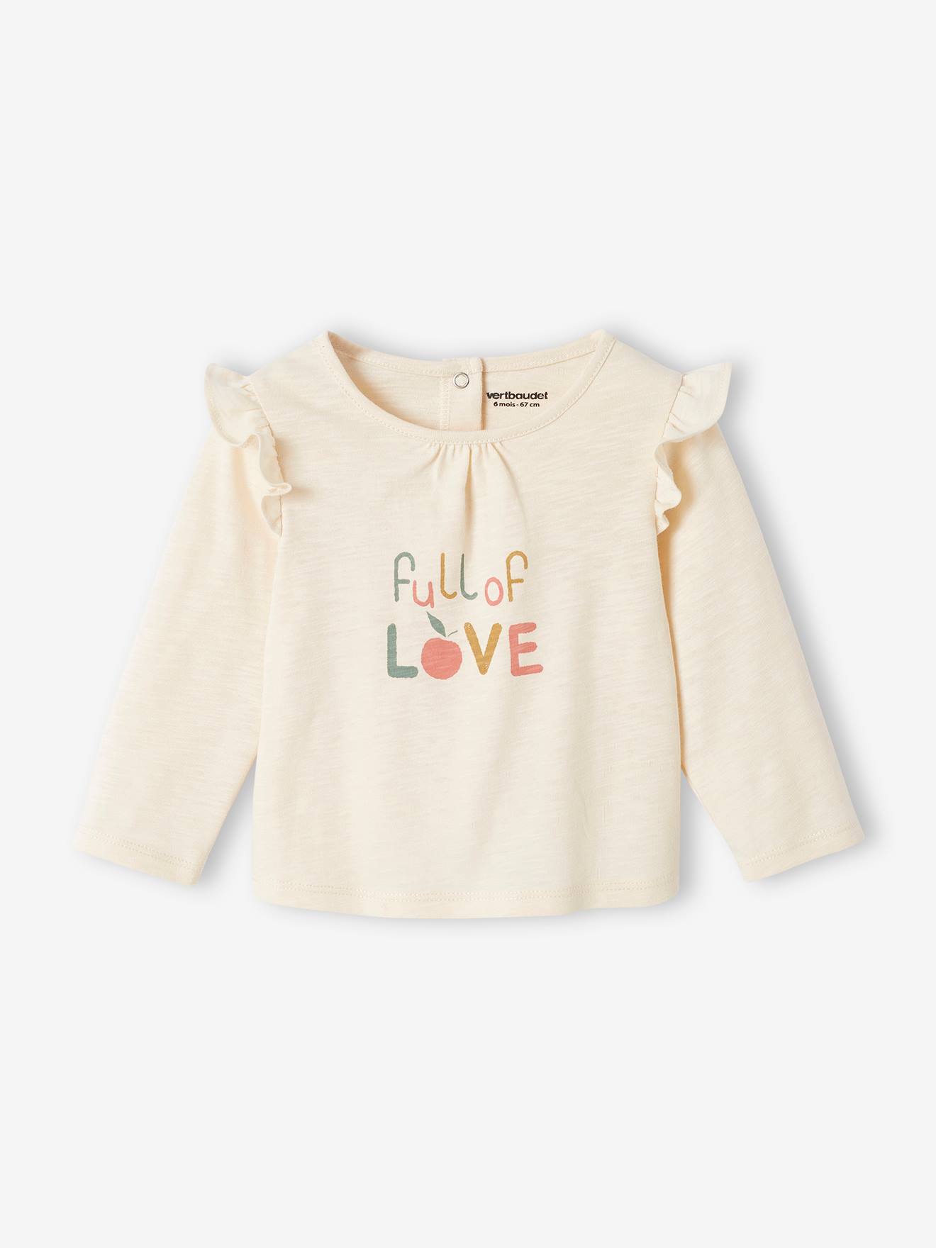 Bedrukt baby-T-shirt met lange mouwen ecru