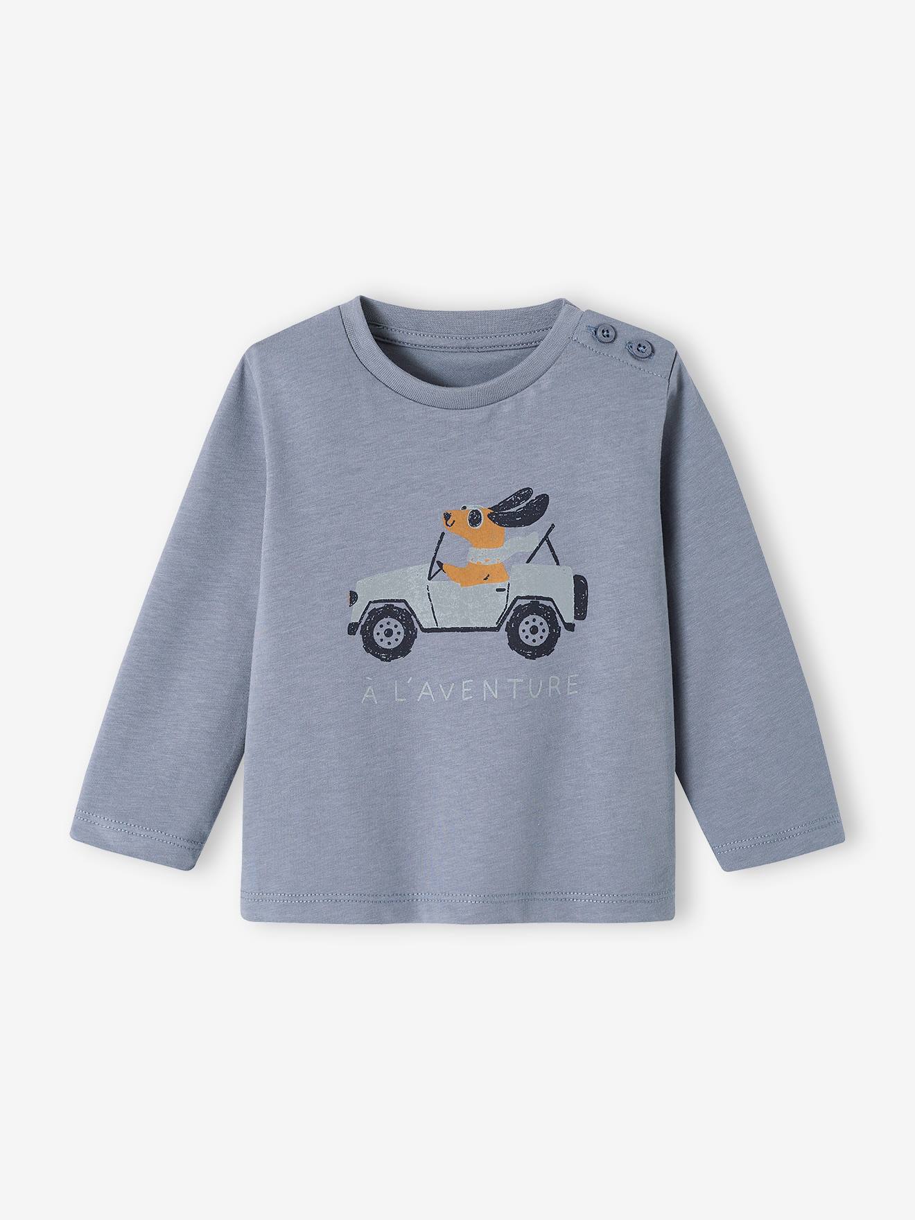 Decoratief T-shirt babyjongen grijsblauw