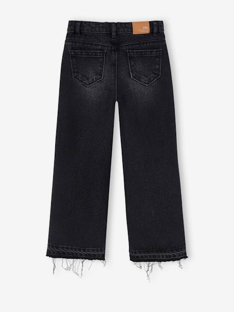 Wijde meisjesjeans met rafels aan de onderkant denimgrijs+gebleekt denim+hemelsblauw+jeansblauw+stone - vertbaudet enfant 