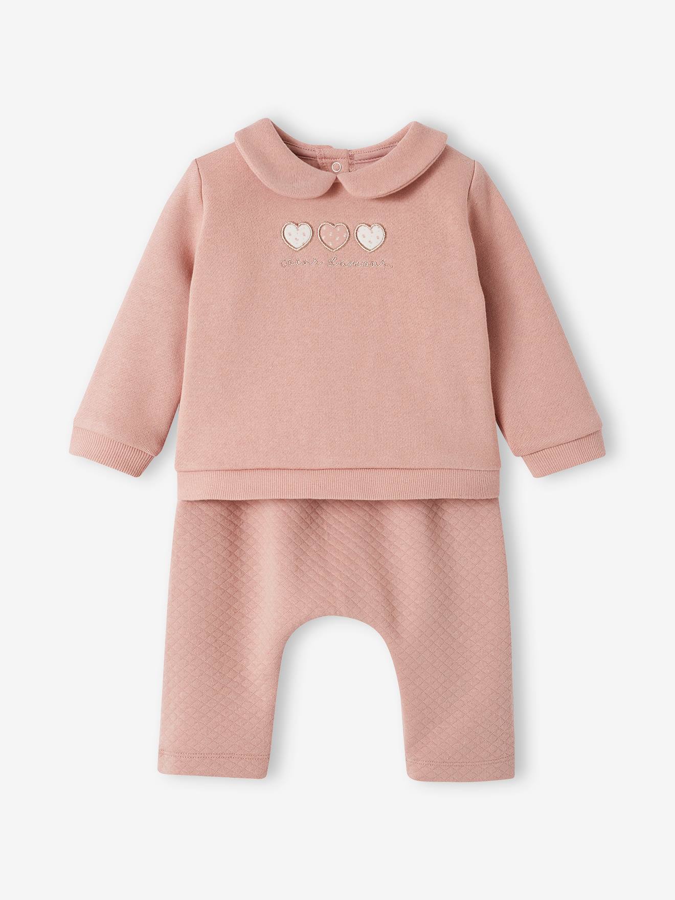 Set sweater en broek baby roze (poederkleur)