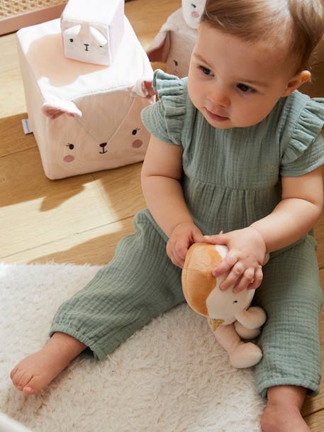 Babypakje van katoengaas ecru+lichtroze+saliegroen - vertbaudet enfant 