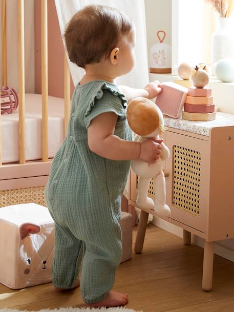 Babypakje van katoengaas ecru+lichtroze+saliegroen - vertbaudet enfant 