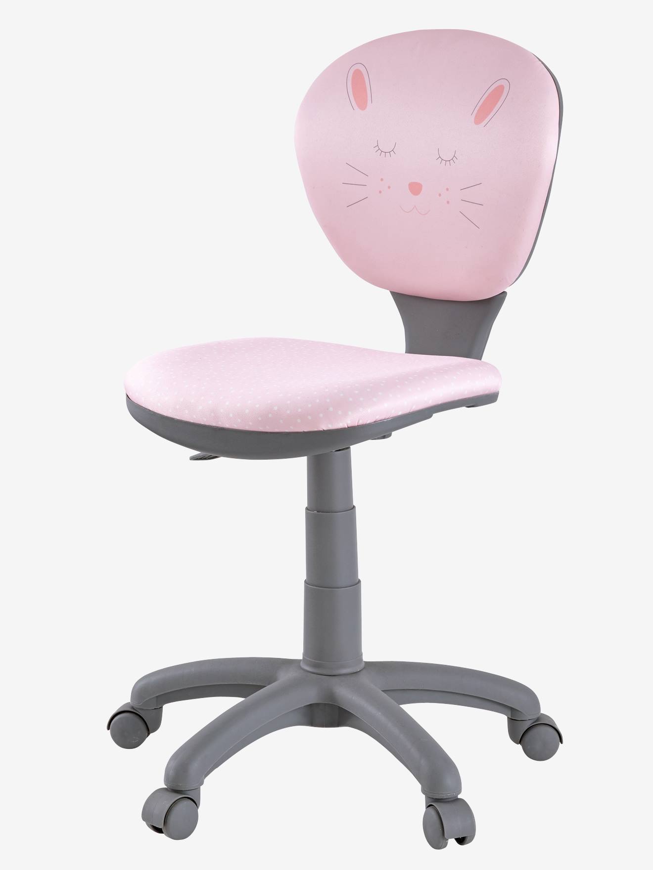 Bureaustoel met wieltjes roze/konijntje