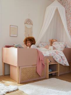 Slaapkamer en Opbergoplossingen-Slaapkamer-Kinderbedje, babybedje-Verhoogd kinderbed met rieten opbergruimte LIGNE POÉSIE