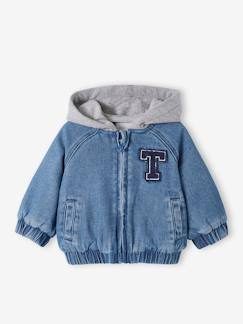 Baby-Mantels, combipakje, engelennestje-Mantels-Gevoerd jack voor baby denim met fleece capuchon