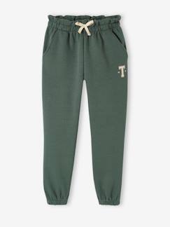 -Molton joggingbroek voor meisjes met paperbag ceintuur