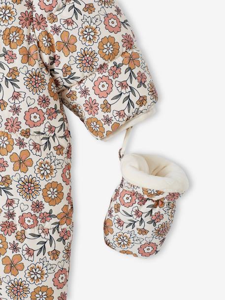 Combipakje met bloemen voor baby met fleece voering LICHTBEIGE MET PRINT - vertbaudet enfant 