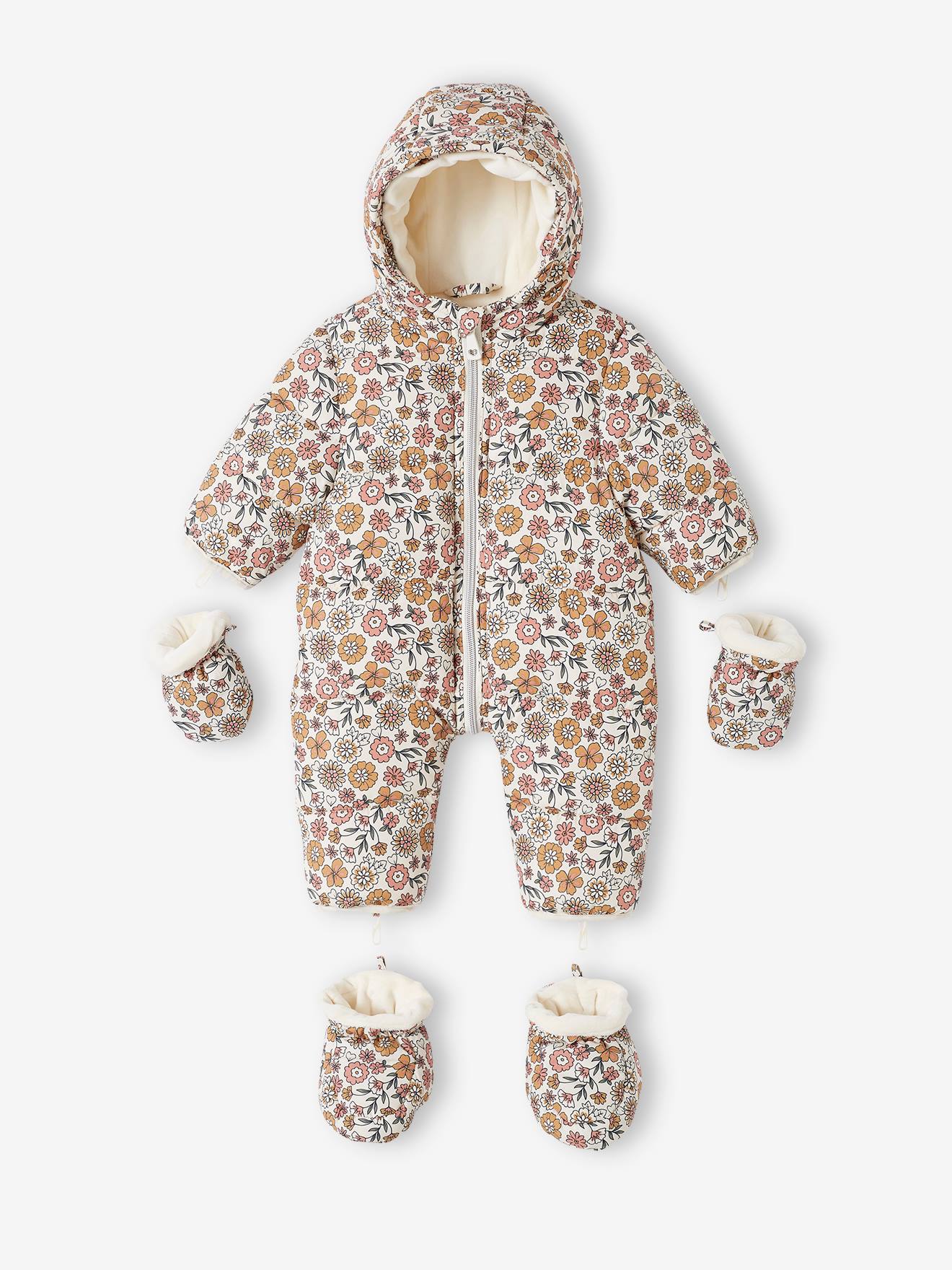 Combipakje met bloemen voor baby met fleece voering