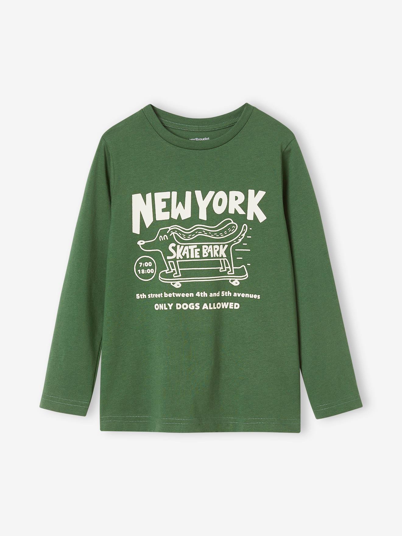 Basics T-shirt met lange mouwen voor jongens met een speels of grafisch motief groen