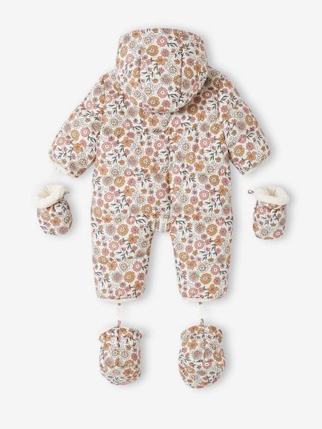 Combipakje met bloemen voor baby met fleece voering LICHTBEIGE MET PRINT - vertbaudet enfant 