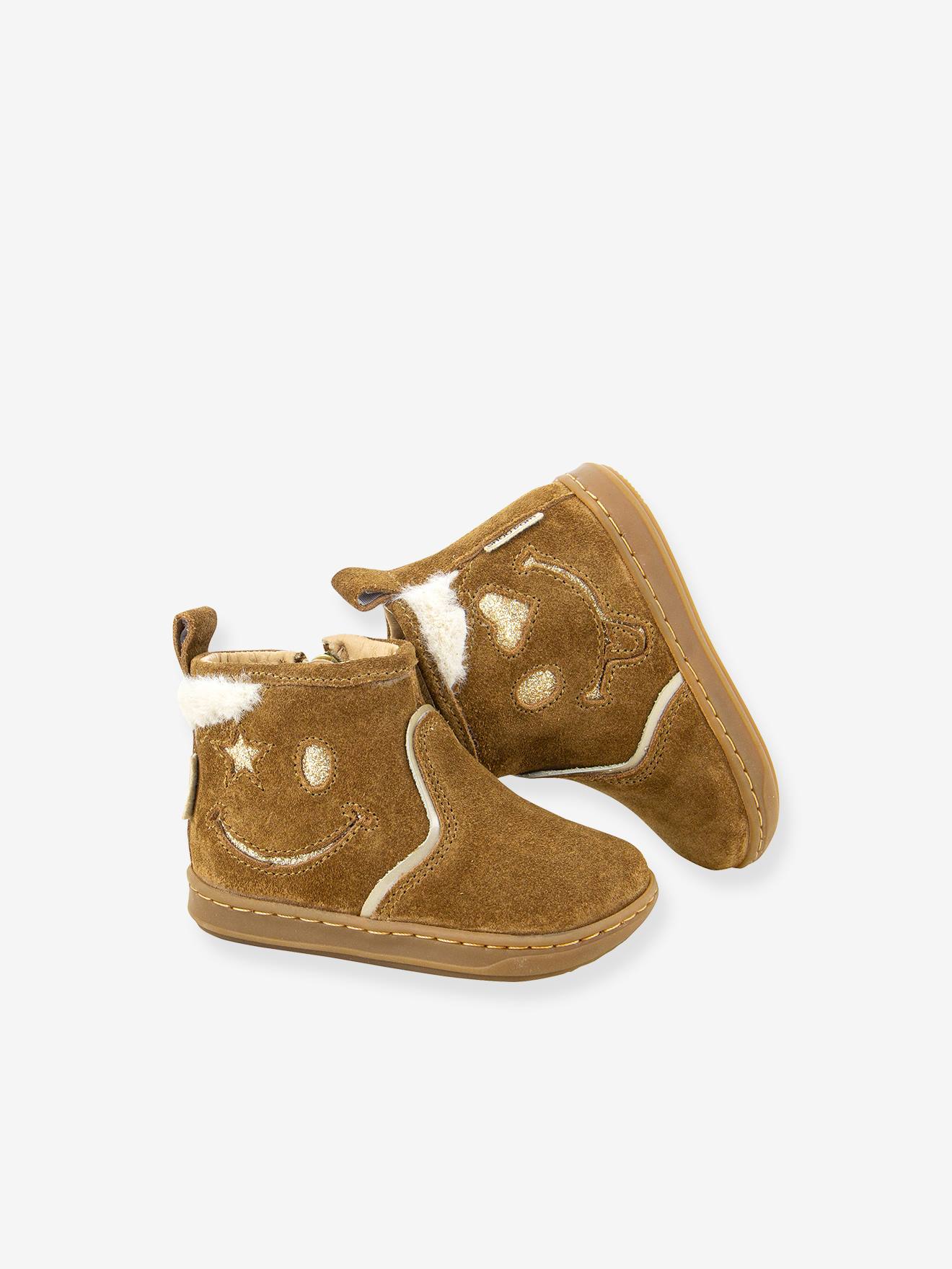 Bouba Joy Fluwelen glitter SHOO POMยฎ babyboots kameel