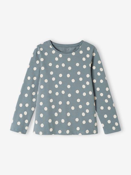 Set van 3 T-shirts voor meisjes met lange mouwen Oeko-Tex® amandelgroen+grijsblauw+marineblauw+set wit - vertbaudet enfant 