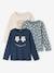 Set van 3 T-shirts voor meisjes met lange mouwen Oeko-Tex® amandelgroen+grijsblauw+marineblauw+set wit - vertbaudet enfant 