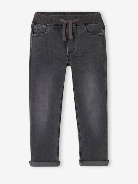 Onverwoestbare rechte relaxjeans jongens, eenvoudig aan te trekken denimgrijs+ongewassen denim+stone - vertbaudet enfant 