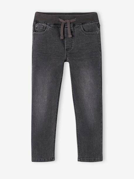 Onverwoestbare rechte relaxjeans jongens, eenvoudig aan te trekken denimgrijs+ongewassen denim+stone - vertbaudet enfant 