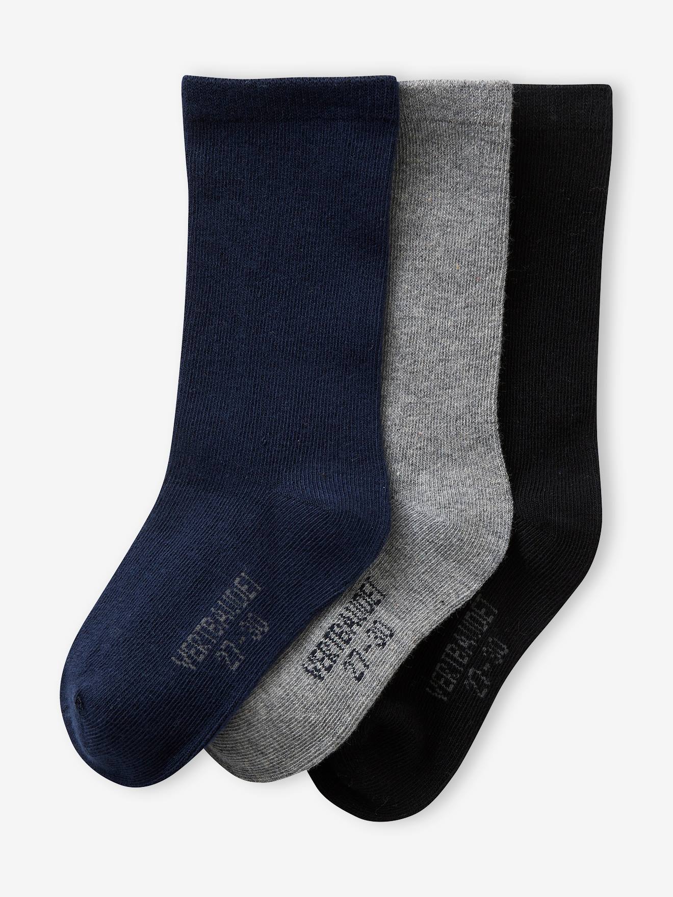 Set van 3 paar naadloze sokjes voor jongens marineblauw